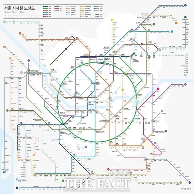 서울시가 40년 만에 바뀌는 지하철 노선도의 최종 디자인을 공개했다. 색맹·색약자들도 쉽게 확인할 수 있다는 점이 특징이다. 새 지하철 노선도. /서울시