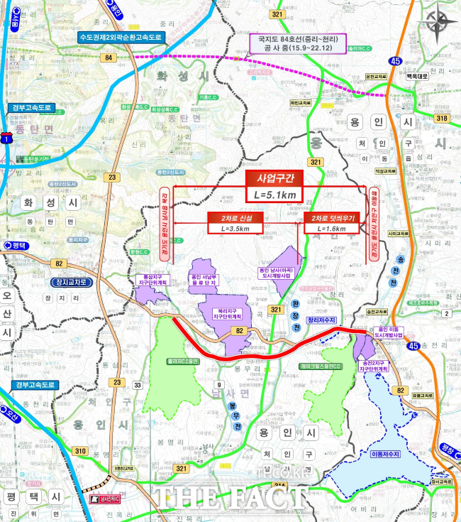 국지도 82호선 용인 장지~남사 도로건설공사 위치도 / 경기도청