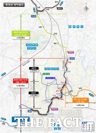 충청권 광역철도 노선도. / 대전시