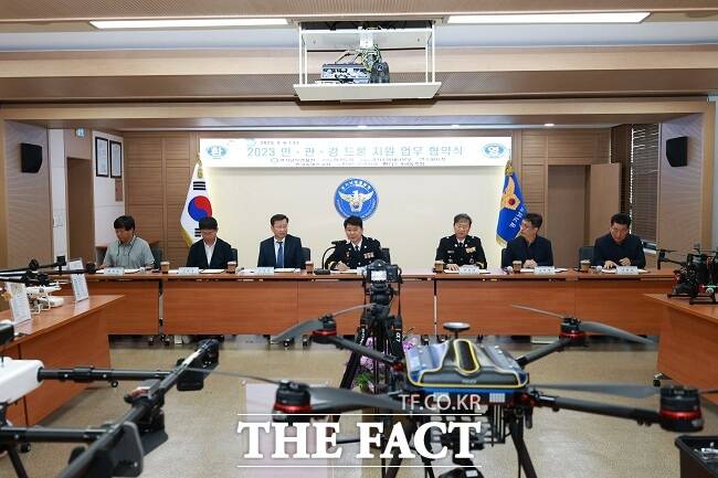 2023 민관경 드론 지원 업무 협약식 당시 모습. /경기남부경찰청 제공