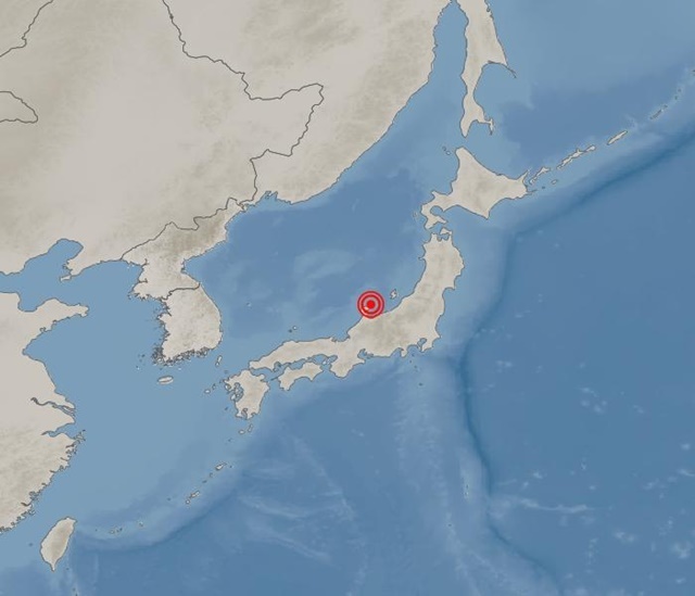 일본 도야마현 도야마 북쪽 90km 해역(빨간 동그라미)에서 1일 오후 4시 10분께 규모 7.4의 지진이 발생했다. /기상청