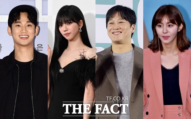 김수현, 에스파 카리나, 차태현, 유이(왼쪽부터) 등 용띠 스타들이 <더팩트>에 2024년 설 연휴 계획을 밝혔다. /더팩트 DB