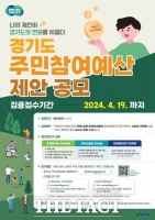  경기도, 4월19일까지 주민참여예산 제안사업 집중 접수