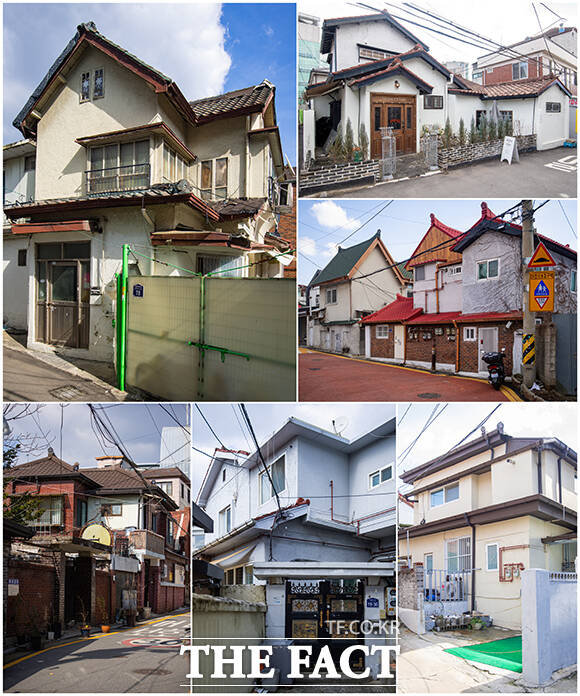서울 용산구 후암동 일대에 남아있는 적산가옥. 2층식 건물 구조와 밖으로 돌출된 비대칭 창문, 박공지붕(경사지붕)이 당시 일본식 주택의 특징이다.