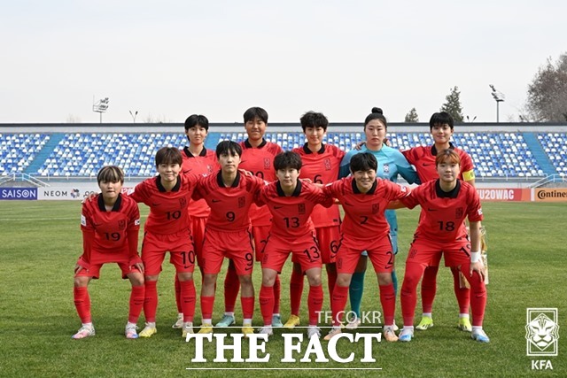 대만과 아시안컵 조별리그 2차전에 선발로 나선 여자 U-20 대표팀./타슈켄트=KFA