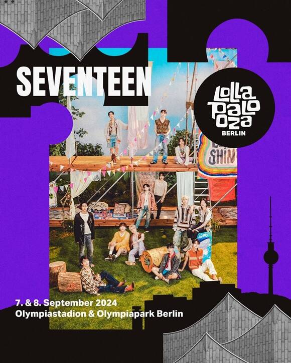 그룹 세븐틴(SEVENTEEN)이 세계적인 음악 축제 롤라팔루자 베를린 무대에 오른다. /Lollapalooza Berlin