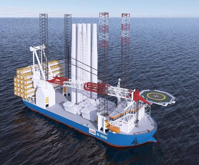 대우조선해양이 건조한 대형 해상풍력발전기 설치선 NG-16000X 디자인 조감도. /한화오션