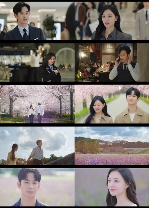 28일 방송된 tvN 토일드라마 눈물의 여왕 최종회에는 백현우(김수현 분)와 홍해인(김지원 분)의 해피엔딩이 담겼다. /tvN 방송화면 캡처