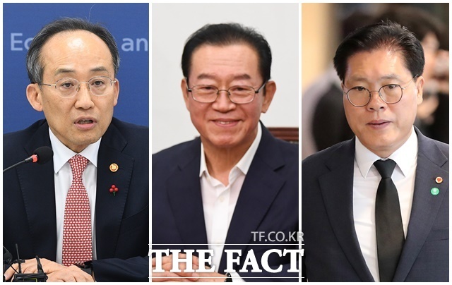 관료 출신 국민의힘 중진 의원이라는 공통점을 가진 (왼쪽부터) 추경호·이종배·송석준 의원이 오는 9일 투표가 치러지는 국민의힘 원내대표 선거 출마를 공식화했다. /더팩트 DB