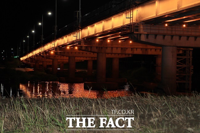 군문교 LED 조명 점등 모습. /평택시