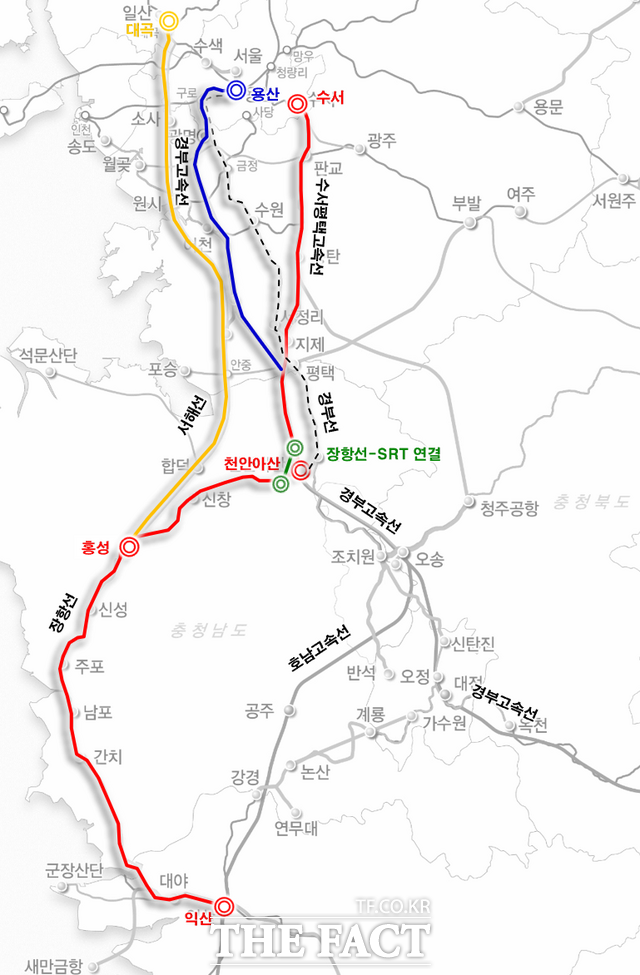 장항선~SRT 연결 위치도. /충남도