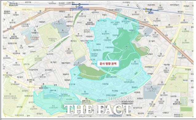 수봉공원 일원 상수도 급수 공급체계 정비 영향 권역/인천시