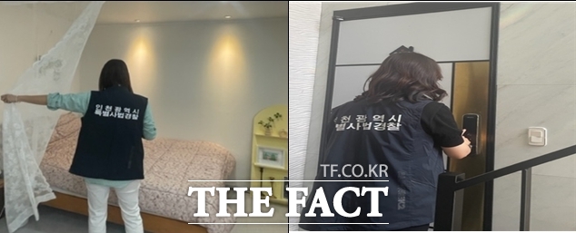 인천시 특별사법경찰이 불법 숙박업소 현장점검 하고 있다./인천시