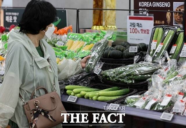 농림축산식품부는 12일 양주필 식품산업정책관이 한국소비자단체협의회를 방문해 식품·외식물가 동향 및 정부 물가안정 대책을 공유하고 물가안정 협력 방안을 논의했다고 밝혔다. 서울 시내 대형마트에서 시민들이 가공식품을 구매하고 있다. /뉴시스