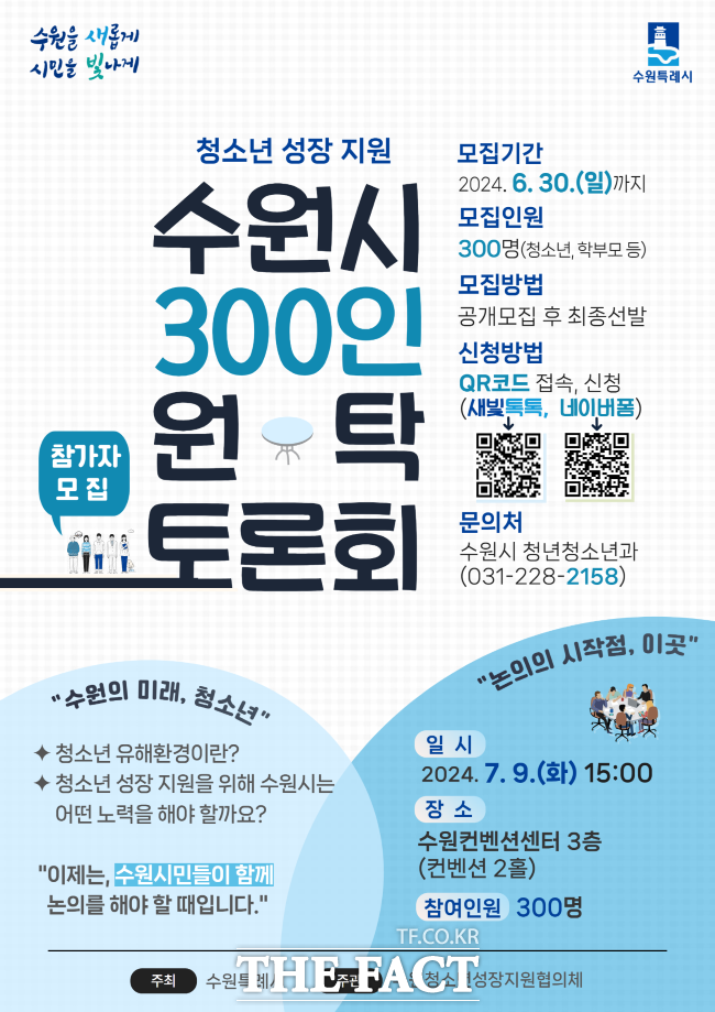 수원시 300인 원탁 토론회 참가자 모집 홍보물./수원시