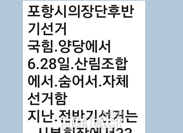 김성조 의원에게 전달된 사전 의장단 선거 관련 시민 제보./김성조 의원