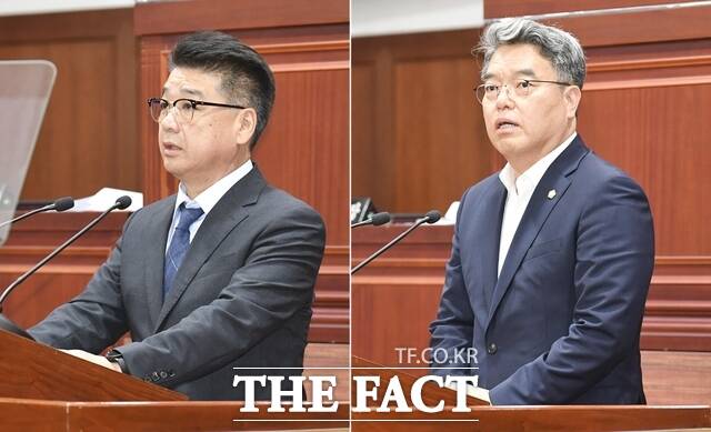 김천시의회 신임 의장 나영민(사진 왼쪽) 의원, 부의장 이승우 의원./김천시의회