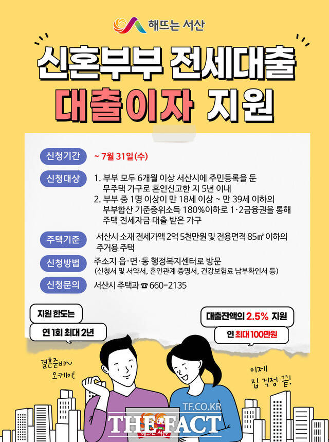 서산시 신혼부부 전세대출 이자 지원 홍보물. / 서산시.