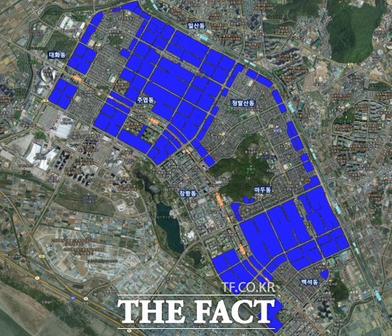 경기도가 고양시 일산동구 일원(사진) 등 1기 신도시 17.28㎢를 올해말까지 6개월간 토지거래허가구역으로 지정하고 이를 5일 경기도 홈페이지에 공고했다./경기