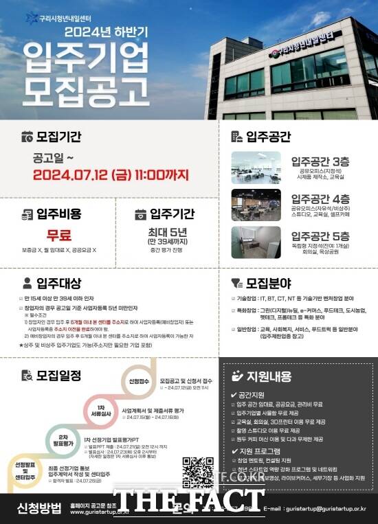 구리시가 청년내일센터 입주기업을 모집한다./구리시