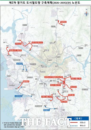 제2차 경기도 도시철도 구축계획(’26~’35)(안) 노선도./경기도