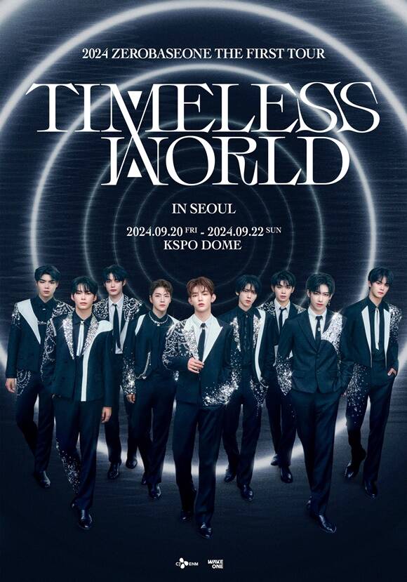 그룹 제로베이스원이 첫 번째 해외 투어 TIMELESS WORLD를 여는 가운데 공식 포스터가 공개됐다. /웨이크원