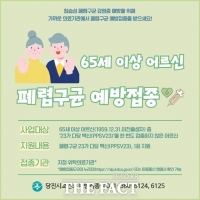  당진시, 65세 이상 어르신 폐렴구균 무료 예방 접종