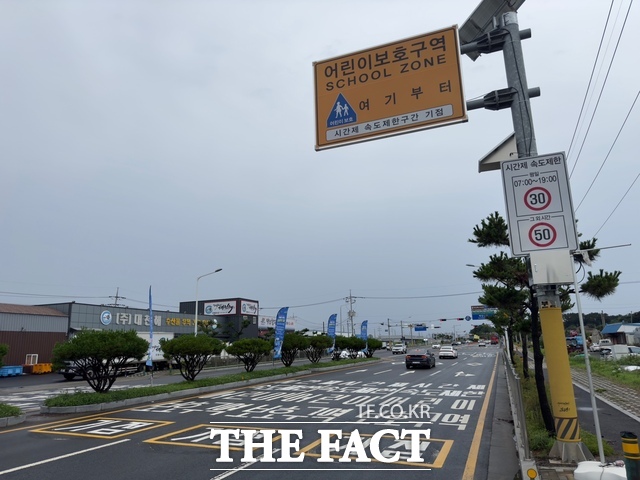 보령시의 청룡초등학교 인근 국도 36호선 어린이보호구역 모습. / 보령시