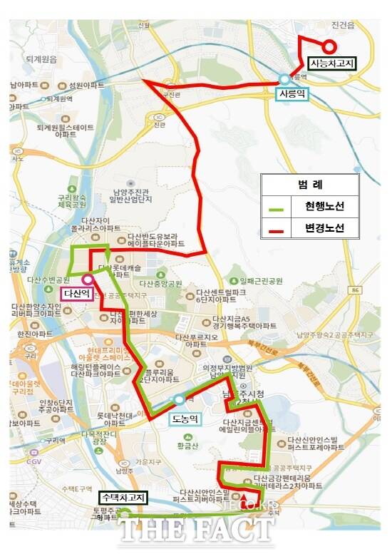 남양주시가 땡큐11번 버스 노선을 사능차고지까지 연장하고 버스를 9대로 증차한다. /남양주시