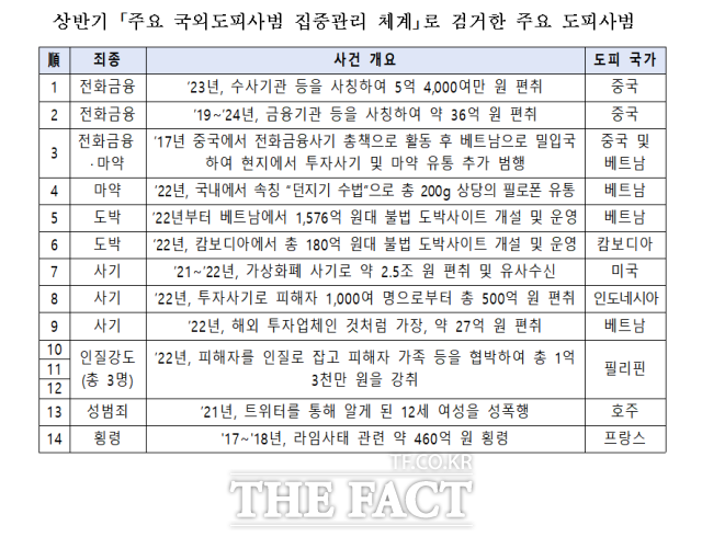 경찰청이 24일 올 상반기 219명의 국외도피사범을 국내로 송환했다고 밝혔다. 이는 전년 같은 기간 194명보다 12.9% 증가한 수준이다./경찰청