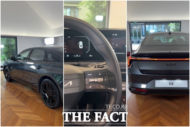 기아가 8일 서울 강남구 레스파스에트나 청담에서 더 뉴 K8 포토 미디어 데이를 열어 상품성 개선 모델을 공개했다. /서예원 기자