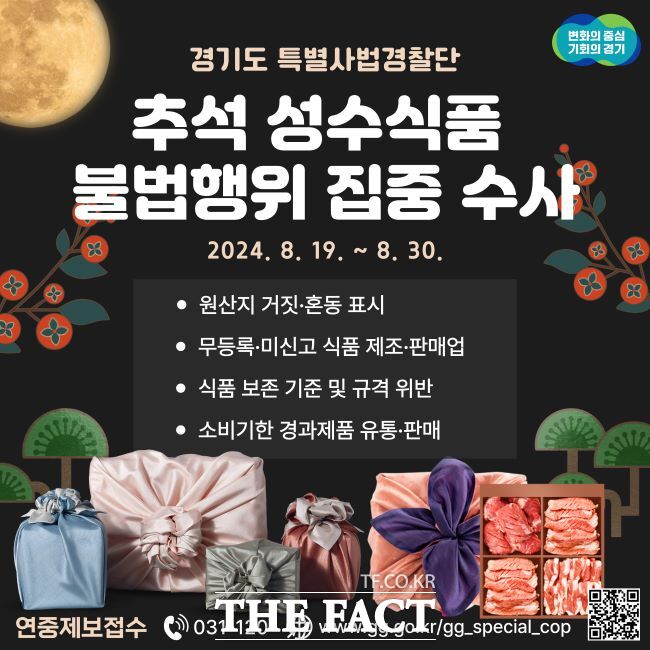 경기도특별사법경찰단, 추석 성수식품 불법행위 집중 수사 홍보물./경기도