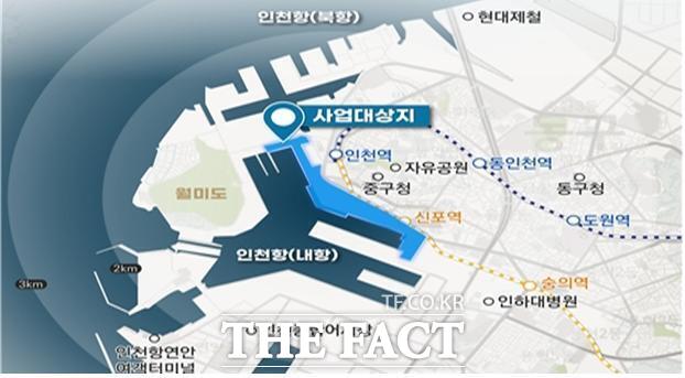 인천항 내항 1‧8부두 항만재개발 위치도/인천도시공사