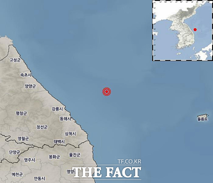 25일 오후 11시 28분쯤 강원 동해시 북동쪽 60km 해역에서 규모 3.0의 지진이 발생했다./기상청