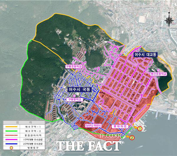 전남 여수시(시장 정기명)가 상습 침수 구역인 국동·대교동·봉산동 일대 피해 예방을 위해 ‘국동지구 하수도정비 중점관리지역 정비사업’을 본격화한다./여수시