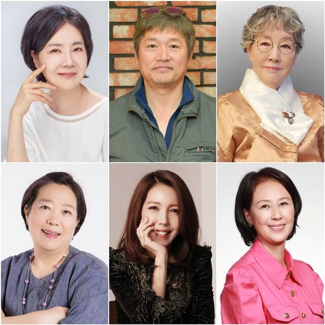 KBS1 새 일일드라마 결혼하자 맹꽁아!에 배우 양미경 최재성 반효정 윤복인 전수경 양희경(왼쪽 위부터 시계방향)이 출연한다. /웰스엔터테인먼트(양미경), KBS (최재성), 기억컴퍼니(반효정), 스타위브엔터테인멘트(윤복인), 애닉이엔티(전수경), 본인(양희경)