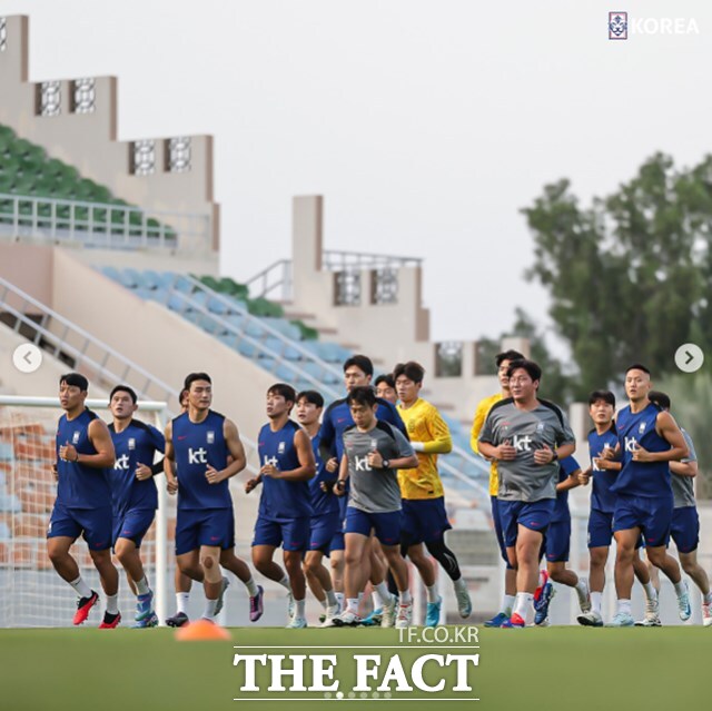 지난 7일 오만 무스카트에 도착한 홍명보호 선수들은 팔레스타인전보다 상대적으로 더 많은 훈련 시간을 가져 2차전 승리에 대한 기대를 높이고 있다./무스카트=KFA