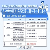  완도군, 20일부터 인플루엔자 예방접종 시작