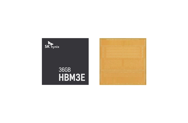 SK하이닉스가 현존 HBM 최대 용량 36GB(기가바이트)를 구현한 HBM3E 12단 신제품을 세계 최초로 양산하기 시작했다. /SK하이닉스