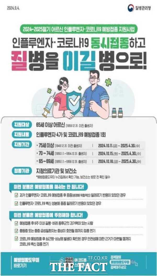 코로나19·독감 동시접종 안내문./천안시