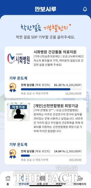 만보시루 기부 챌린지 웹 안내./시흥시