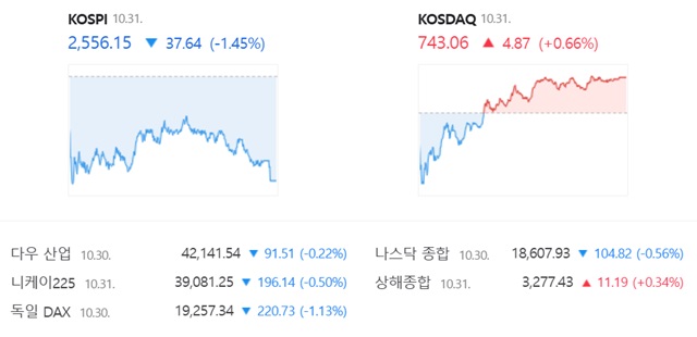 코스닥은 전 거래일(738.19)보다 0.66%(4.87포인트) 오른 743.06으로 거래를 끝냈다. /네이버 증권정보 캡쳐