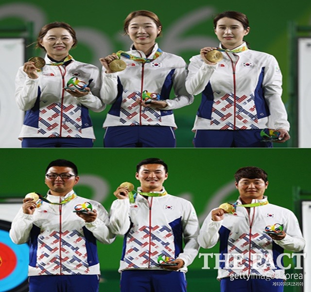 남녀 단체전 동반 우승! 한국 남녀 양궁 대표팀이 8, 9일 열린 단체전 결승에서 각각 미국, 러시아를 꺾고 동반 우승에 성공했다. / 리우데자네이루(브라질) = 게티이미지