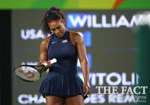 세레나도 탈락! 세레나 윌리엄스가 10일 열린 2016 리우데자네이루 올림픽 테니스 여자 단식 3회전에서 엘리나 스비톨리나에게 0-2로 졌다. / 게티이미지