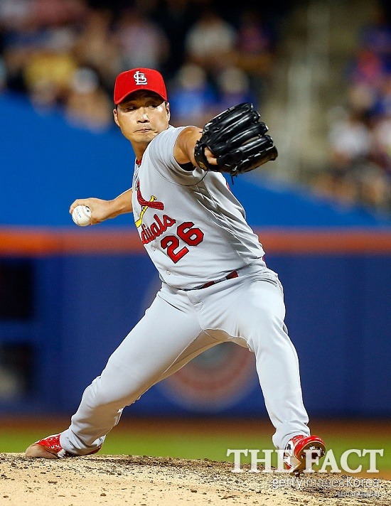 오승환 돌직구! 오승환이 12일 컵스전에 구원 등판해 메이저리그 대표 강속구 투수 채프먼과 맞대결을 펼쳤다. / 게티이미지