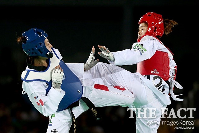 오혜리 금메달! 오혜리가 20일 올림픽파크 카리오카 아레나3에서 열린 2016 리우 올림픽 태권도 여자 67㎏급 결승전에서 세계 1위 하비 니아레를 물리치고 금메달을 차지했다. / 리우데자네이루(브라질) = 게티이미지