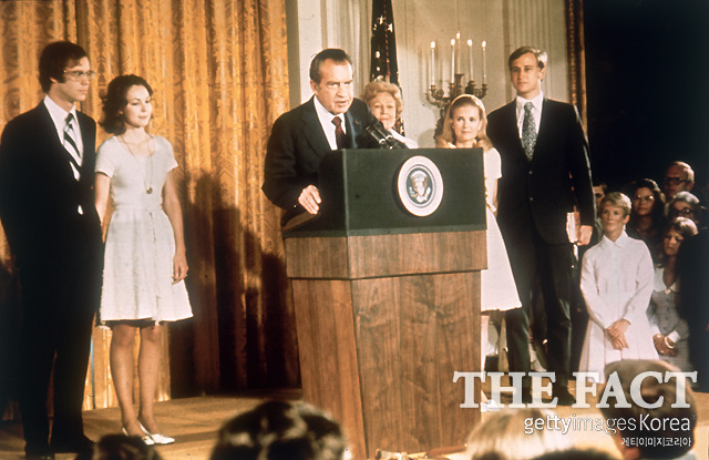 1974년 8월 9일 백악관에서 사임 연설을 하는 리처드 닉슨 전 미국 대통령 /게티이미지