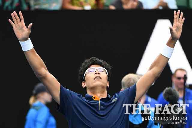 한국 테니스의 희망 정현이 이형택 이후 11년 만에 메이저 테니스 대회 남자 단식 16강에 안착했다. /게티이미지