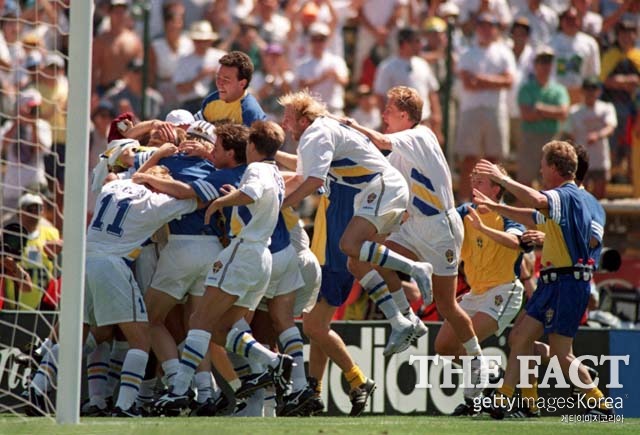 1994 미국 월드컵에서 스웨덴은 막강한 전력으로 3위에 올랐다. 하지만 최근 전력이 많이 떨어졌다. /게티이미지