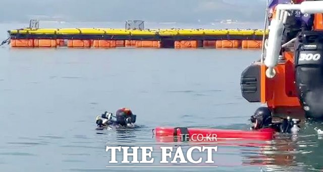 13일 오전 전남 완도군 고금도 장보교대교 인근 해상에서 완도해양경찰서가 잠수부를 동원해 제주 전 남편 살인사건의 피의자 고유정(36)이 유기한 것으로 추정되는 시신 수색작업을 벌이고 있다. 2019.06.13 (사진=완도해양경찰서 제공 동영상 캡처)/뉴시스